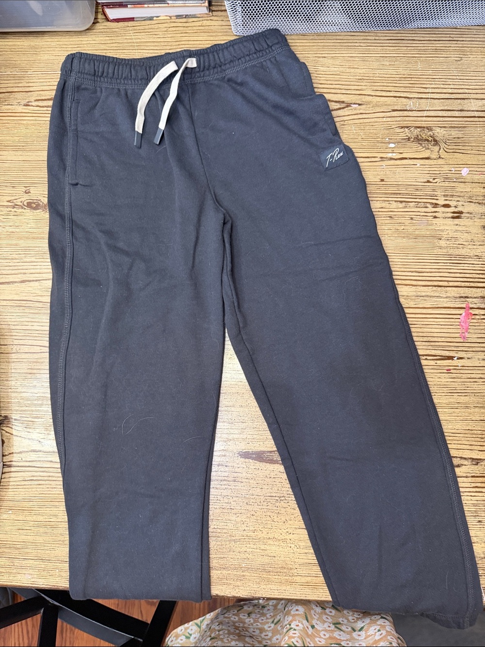 wonder nation Black Jogger Sweatpants with White Drawstring